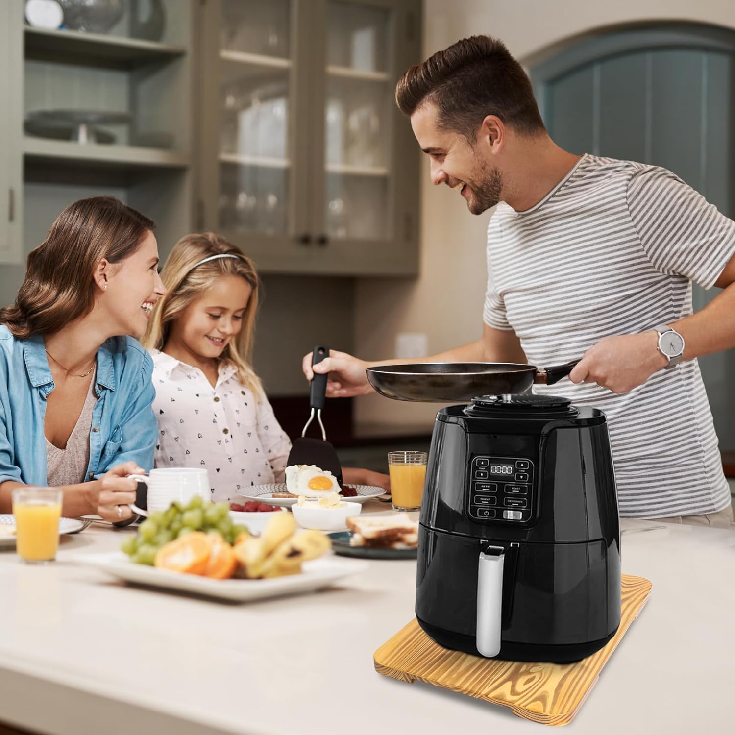 360° Rolling Tray Bamboo Appliance Slider, Appliance Sliders for Kitchen Appliances Sliding Tray for Coffee Maker Appliances Mat Easily from Under The Cabinet Wood(13.9"×9.4")