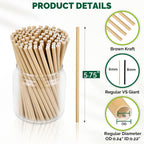 [500 Counts] Chunspak 5.75 inch Disposable Brown Kraft Short Paper Cocktail Straws & Stirring Straws - for Home, Bars and Restaurants