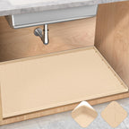 TRZZ Silicone Waterproof Under Sink Mat 31" x 22", Drip Tray and Cabinet Liner for Kitchen and Bathroom, Prevents Water Damage and Organizes Cabinets (Beige)