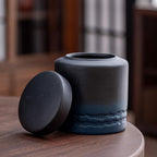 Tea Canister for Loose Tea with Airtight Lid, Kitchen Storage Containers, Ceramic Food Storage Jar, Ceramic Coffee Canister (Dark Blue)