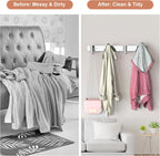 VAEHOLD 1PACK Hat and Coat Wall Mount Rack - 4 Hooks for Robes, Bags, Keys, and Towels - Bathroom Towel Hanger Organizer -Silvery