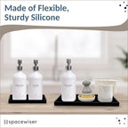 Countertop and Vanity Tray - 2 PC (11” and 7”) Shatterproof Silicone Kitchen and Bathroom Trays for Counter, Kitchen Soap Dispenser Tray, Vanity Trays for Bathroom, Perfume Key Tray