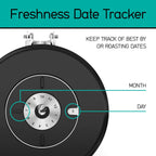 Coffee Gator Coffee Canister, 11oz Airtight Stainless Steel Kitchen Food Storage Container with Date-Tracker, CO2-Release Valve and Scoop for Beans, Grounds, Sugar, Cookies Jars, Tea, Cereal - Red