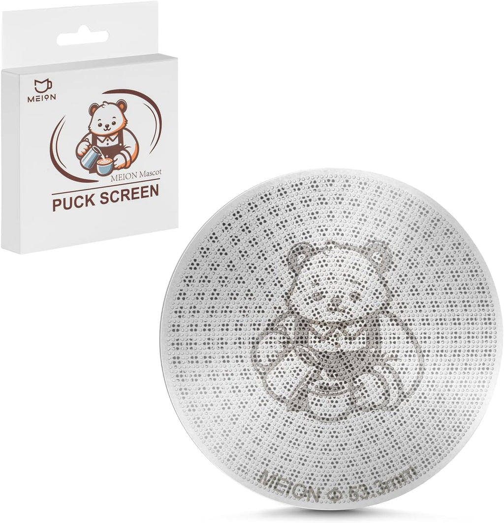 MEION 53.3mm Espresso Puck Screen-1 Pack 0.8mm Thickness Espresso Filter Screen, Reusable Metal Coffee Filter for Bottomless Portafilter Basket 54mm, Stainless Steel Coffee Puck Screen