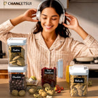 CHANCETSUI Airtight Kitchen Food Storage Containers: Clear Plastic Pantry Organizer with Lids for Baking Ingredients, 4-Piece Canister Set, 1.1 qt /1 L