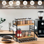 LEMIKKLE 2-Tier Coffee Station Organizer with Pod Holder and Drawer, Kitchen Countertop Organizer, Coffee Bar Accessories Station with Coffee Pod Storage, Coffee Organizer