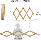 Dseap Expandable Coat Rack (Larger Version) - 24” High, Anti-Slip, Ultra Heavy Duty Wooden Accordian Wall Hanger with 10 Study Peg Hooks for Clothing Hats Jackets Bags, Dark Walnut