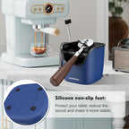 Ourokhome Knock Box Espresso Accessories, The Latest Patented Stainless Steel Espresso Machine Tool for Coffee Ground with Removable Knock Bar, Handle and Lid, Dishwasher safe, 4.8 inch (Deep Blue)