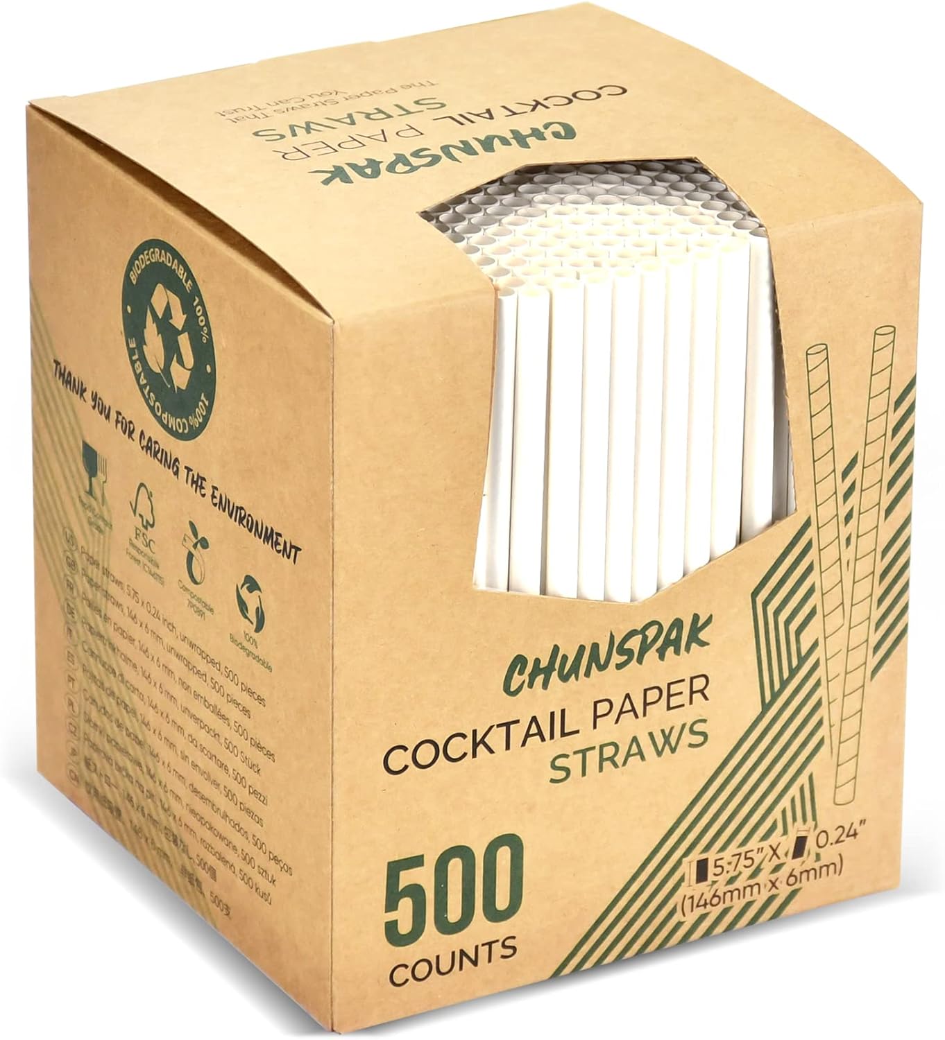 [500 Bulk] 5.75 inch White Small Paper Straws for Kids, Milk Cartons, Cocktail, Coffee, Short Drinks - Eco Friendly Disposable Drinking Straws