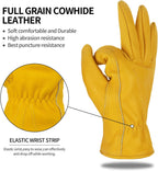Leather Work Gloves for Men & Women, Reinforced Durable Gardening Gloves,Cowhide Work Gloves,Puncture & Cut Resistant