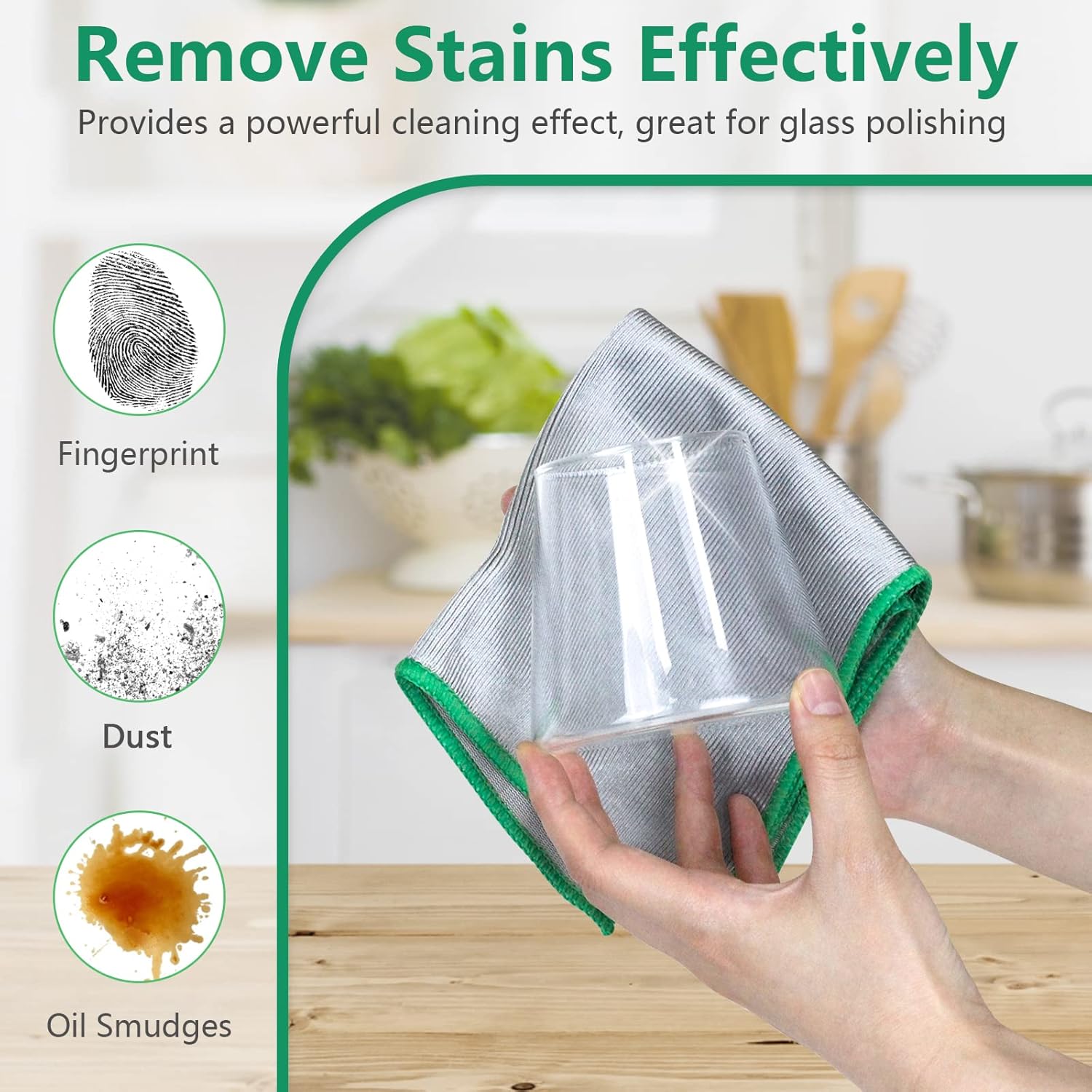 Glass Polishing Cloth Streak Free Miracle Cleaning Cloth Lint Free Microfiber Cleaning Rags for Glasses Kitchen Dish Mirrors Easy Clean, Pack of 6, 12" x 12"