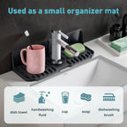 Silicone Kitchen Sink auto Drain Organizer, Kitchen countertop and Sink Splash Guard.Kitchen Sponge Rack and organizing Shelf，Suitable for Cleaning Tools, dispensers, Bottles, Cups (Black)