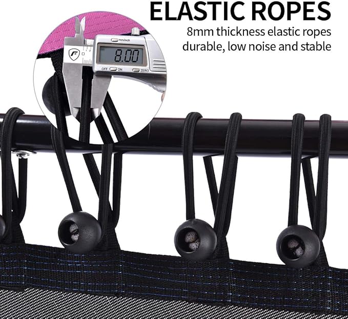 Newan 48'' Fitness Trampoline with Adjustable Handle Bar, Silent Trampoline Bungee Rebounder Jumping Cardio Trainer Workout for Adults - Max Limit 330 lbs