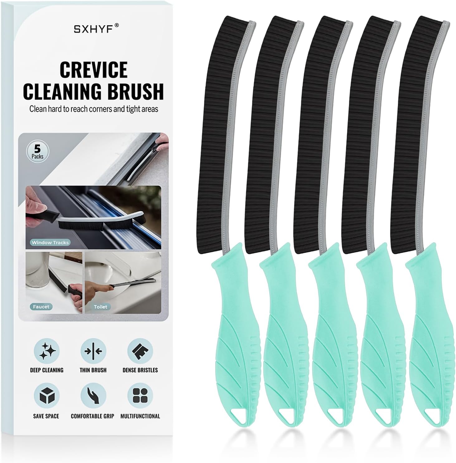 SXhyf Crevice Cleaning Brush - Grout Scrub Brush, House Cleaning Supplies, Gap Cleaning Tools, Home Essentials, Gifts for Women Men, Hard Bristle Crevice Cleaner Brush for Household Use, Bathroom