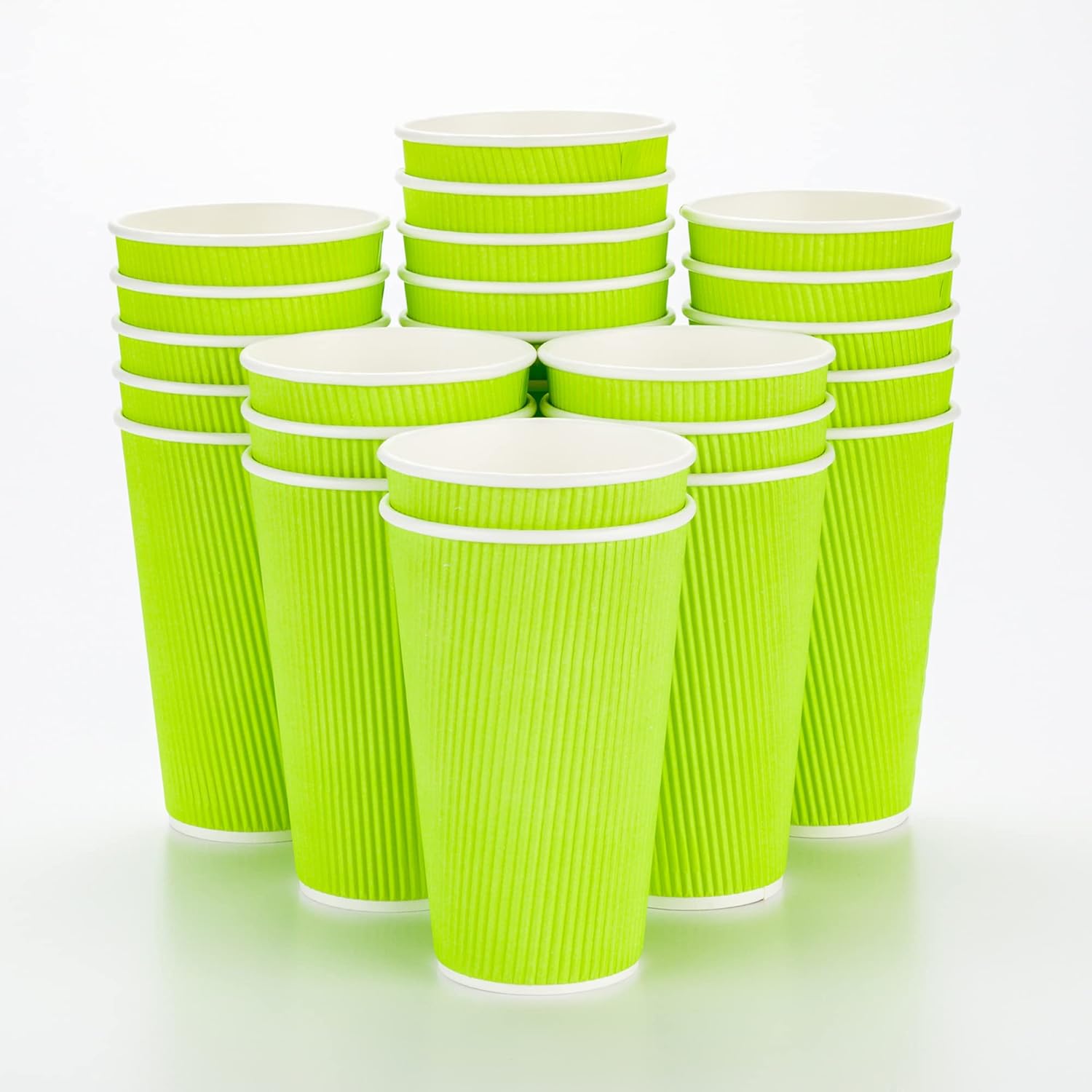 Restaurantware 12 Ounce Double Wall Disposable Coffee Cups, 500 Insulated Green Paper Tumblers with Rolled Rim Design, Lids Sold Separately for Hot Drinks like Tea, Hot Chocolate and More