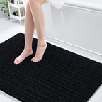 Arotive Luxury Chenille Bathroom Rug Mat, Extra Soft Thick Absorbent Shaggy Bath Rugs, Non-Slip Machine Wash Dry, Plush Bath Mats for Bathroom, Shower and Tub, 59x35, Black