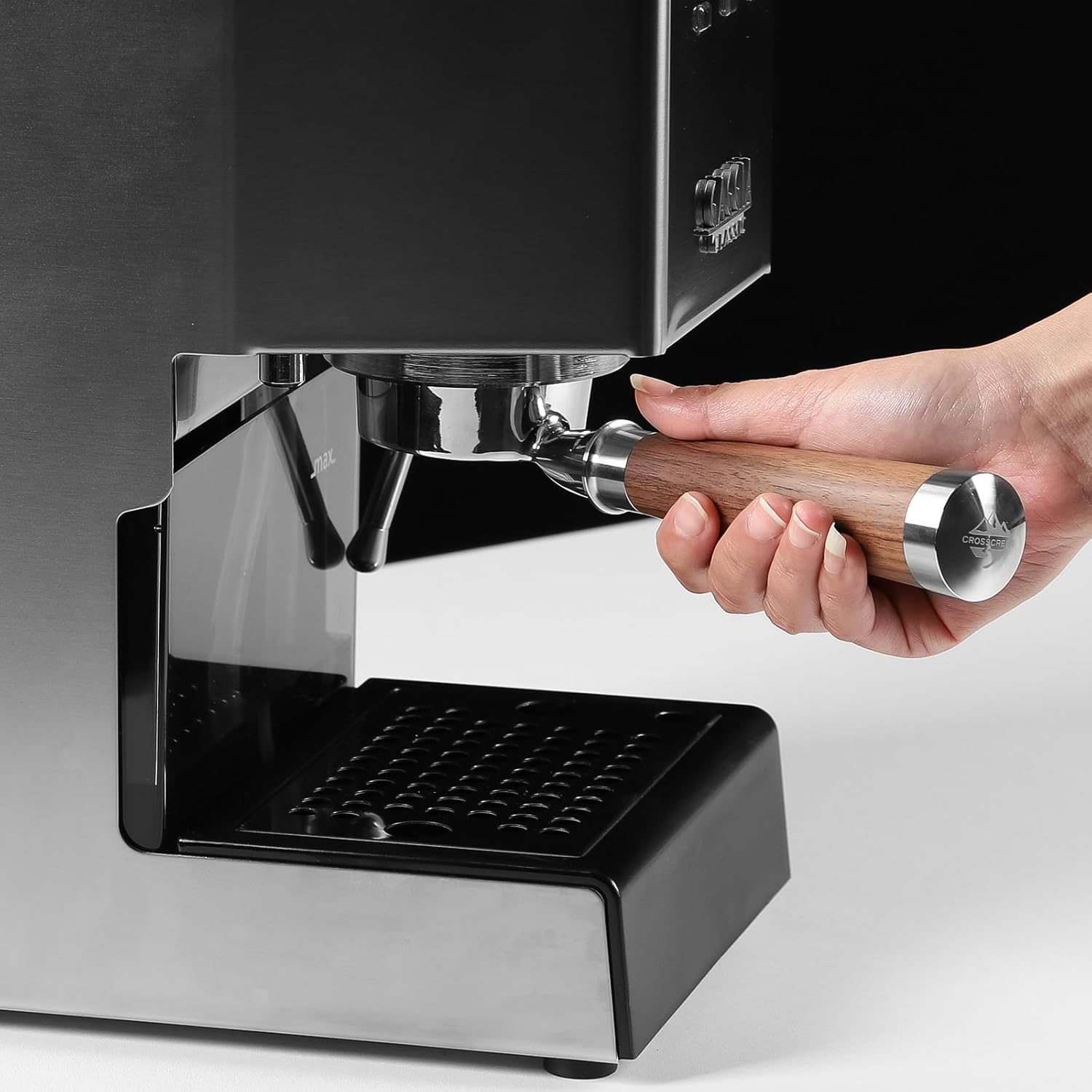 58mm Espresso Bottomless Portafilter with 2 Ear | Fits Most Gaggia Espresso Machine | Food Grade Stainless Steel Basket and Walnut Handle | 58mm Espresso Machine Accessories