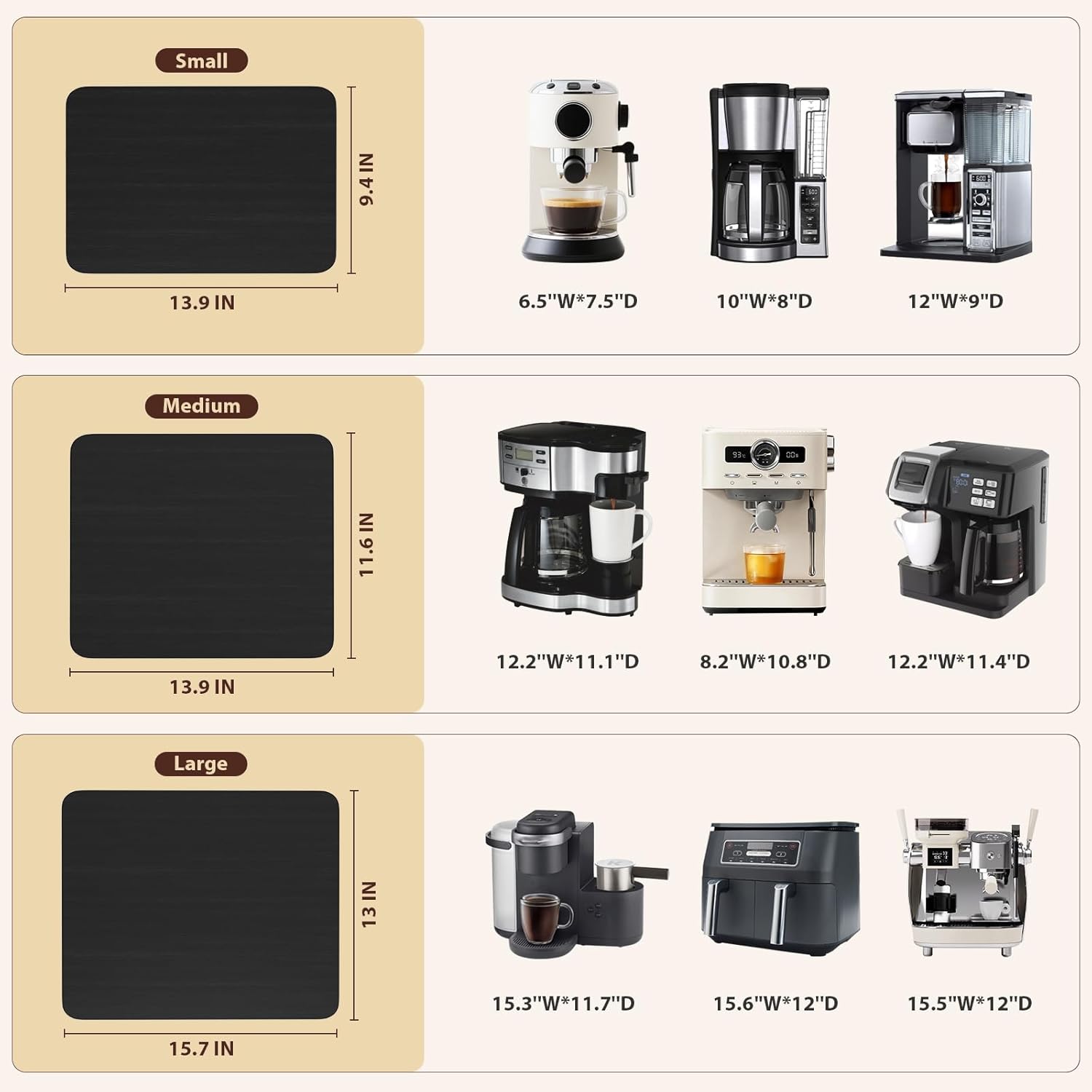 GuanQiao 360° Rotation Appliance Slider for Coffee Maker & Heavy Kitchen Appliance, Bamboo Rolling Tray for kitchen Counter, Sliding Tray with Premium Wheels (Black, 13.9"×11.6")