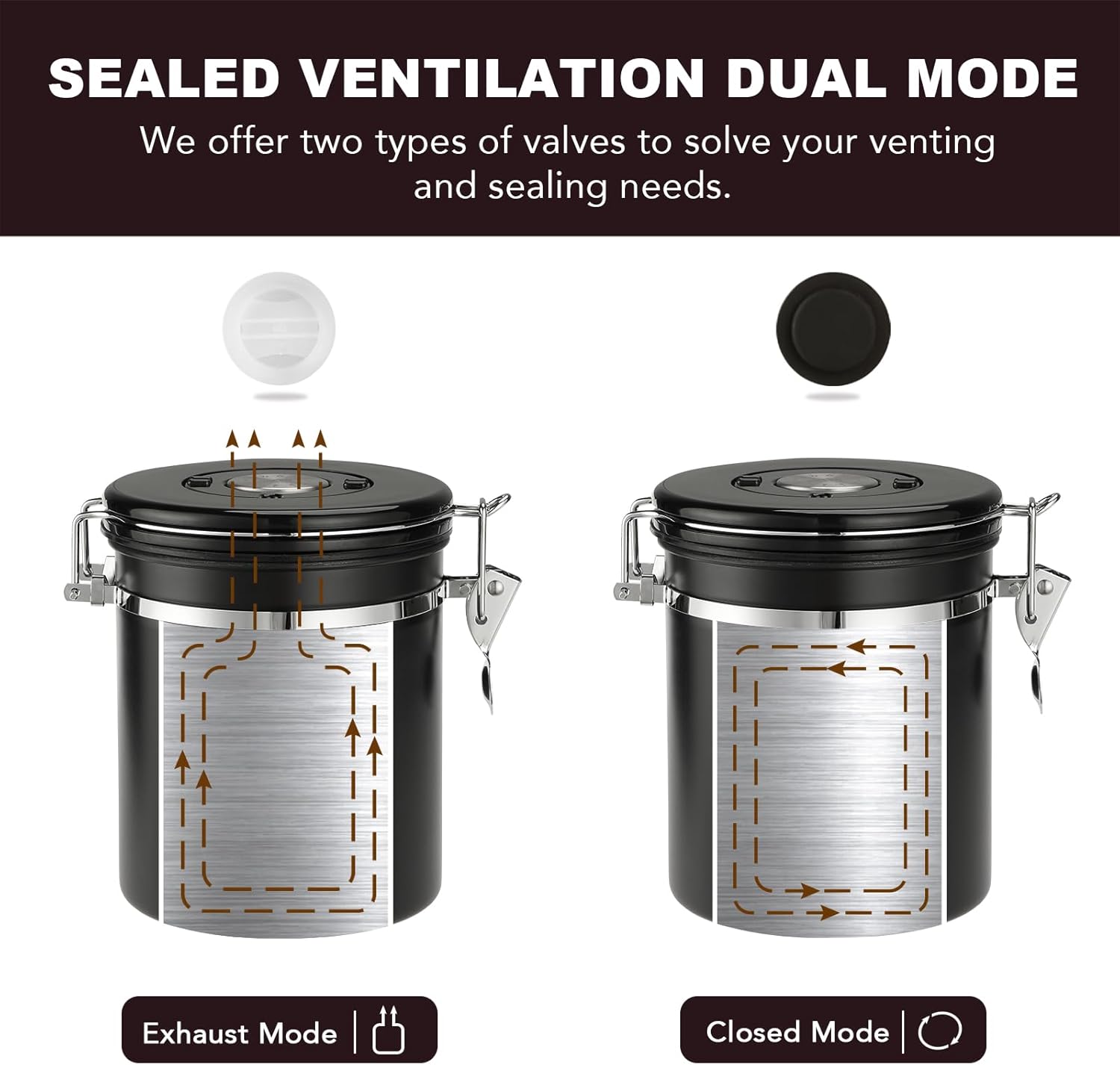 ShanSon Coffee Canister Airtight Coffee Container Stainless Steel Coffee Bean Storage Container with Scoop and See Through Window Coffee Canister for Beans Grounds Sugar Flour Tea Cereal,16OZ, Black