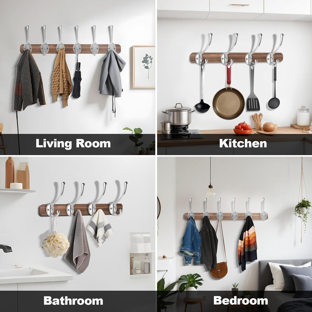 Wall Hooks for Hanging, 20-Pcs Heavy Duty Metal Coat Hooks, for Living Room, Bathroom, Kitchen, Bedroom for Coats Towel, Hat, Key, Closet, Bag (Silver)