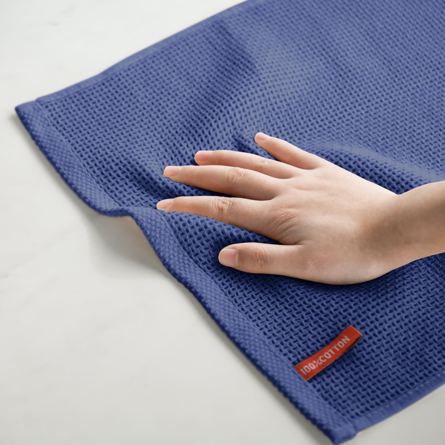 Artoid Mode 100% Cotton Navy Blue Dark Grey Waffle Weave Kitchen Dish Cloths, 13x28 Inch Ultra Soft Absorbent Quick Drying Kitchen Dish Towels Set of 4, Multicolor