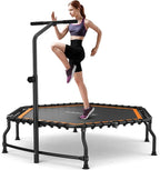 ANCHEER 50" Rebounder Trampoline for Adults- 2025 Foldable Mini Trampoline with Bar- Exercise Trampoline for Adults, Max Load 450lbs/550lbs, for Indoor/Garden Workout