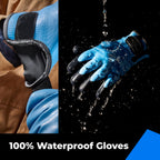 toolant 100% Waterproof Gloves Bulk Pack, 3 Pairs, Winter Work Gloves for Cold Weather, Touchsreen, Warm Freezer Gloves, Thermal Insulated, With Grip, Blue, Small