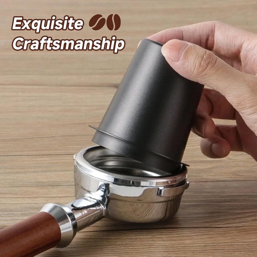 Coffee Dosing Cup 51mm, Stainless Steel Espresso Dosing Cup, Black Coffee Powder Feeder Part Replacement for Espresso Coffee Machine with 51mm Portafilter, 1Pcs