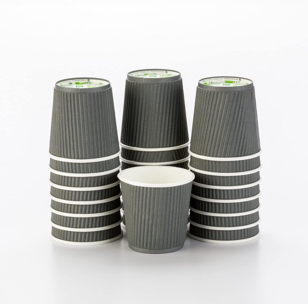 Restaurantware 4 Ounce Ripple Wall Disposable Coffee Cups, 500 Insulated Gray Paper Tumblers with Rolled Rim Design, Lids Sold Separately for Hot Drinks like Tea, Hot Chocolate and More