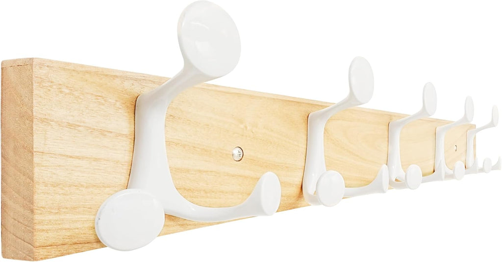 SKOLOO 24-Inch Natural Wood Coat Rack Wall Mount with 5 Triple Hooks - Ideal for Family Entrances, Classrooms, and Pet Supplies Storage - Perfect Coat Hooks for Wall