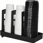 Cup Lid Dispenser and Dispenser Organizer Cup Display Stand,24 oz Plastic Coffee Cup Holder for Countertop,3Slots,Cup Display Stand on Restaurant,Bathroom,Kitchen,Coffee Shop