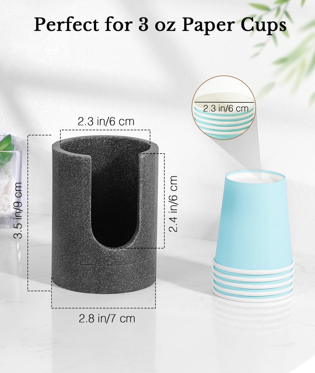 Luxspire Bathroom Cup Dispenser, 3oz Dixie Cup Dispenser, Resin Dixie Cup Holder, Disposable Paper Cup Holder for Bathroom, Cotton Pad Holder, Guest Bathroom Essentials, Gray