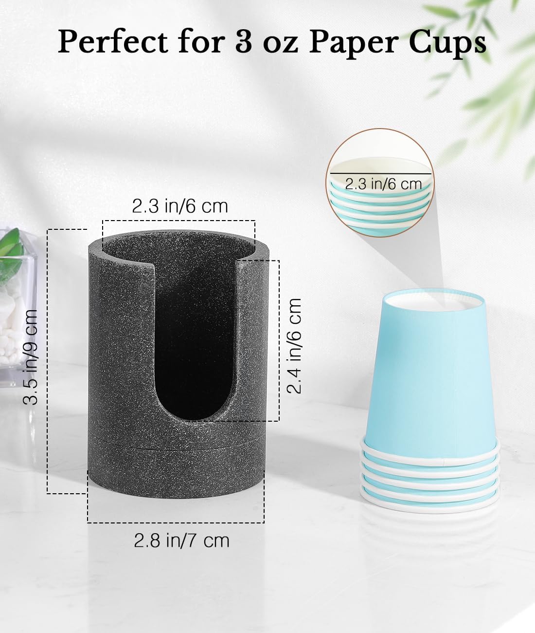 Luxspire Bathroom Cup Dispenser, 3oz Dixie Cup Dispenser, Resin Dixie Cup Holder, Disposable Paper Cup Holder for Bathroom, Cotton Pad Holder, Guest Bathroom Essentials, Gray