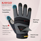 KAYGO Insulated Mechanic Work Gloves,3 Pairs KG127W Winter Thermal Safety Work Gloves for Men and Women, Double Lining,Heavy duty,Improved dexterity,Excellent Grip,Ideal for outdoor jobs,L