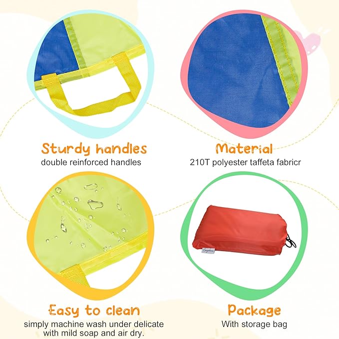 Sonyabecca Parachute 8 Feet 10 Feet 12 Feet for Kids with 9 Handles 12 Handles Play Parachute for 8 12 Kids Tent Cooperative Games Birthday Gift