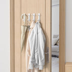 Wall Hooks for Coat and Towel: 13LB Adhesive Door Hanger Stick on, White 4 Pack