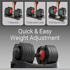 Adjustable Dumbbells 25/52.5 lbs, 9/15 in - Adjustable Weight Dumbbell Set for Full Body Exercise Training Fitness Workout in Home Gym