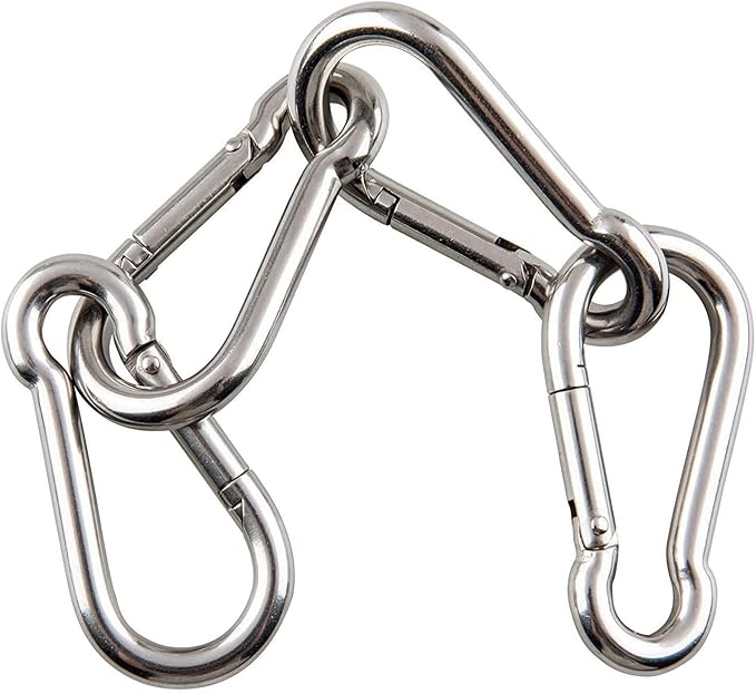 sprookber Stainless Steel Carabiner Spring Snap Hook - 304 Stainless Steel Heavy Duty Clips, Set of 4