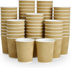 8 OZ Coffee Cups, 120 Count Insulated Ripple Wall Paper Hot Coffee Cups for Hot Beverage