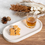 Koville Creamy White Marble Tray for Bathroom, 12"x6" Natural Luxury Marble Vanity Tray for Home Decor Countertop, Stone Oval Trays for Perfume & Jewelry Organizer, Stone Storage Trays