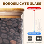 73oz Glass Pasta Storage Jars, Tall Glass Jars with Bamboo Lids, Spaghetti Container, Set of 3, Kitchen Storage Containers for Pasta, Pantry Organizers