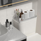 Oak Bathroom Toilet Tank Tray, 13" Wood Back of Toilet Paper Basket Tank Topper Storage, Vanity Tray for Perfume Makeup Candle Toiletry Organizer for Kitchen Coffee Table Silver Tray Decor