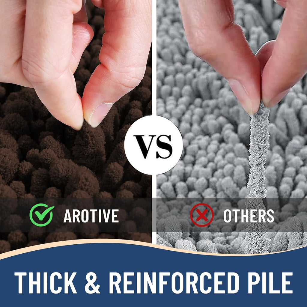 Arotive Luxury Chenille Bathroom Rug Mat, Extra Soft Thick Absorbent Shaggy Bath Rugs, Non-Slip Machine Wash Dry, Plush Bath Mats for Bathroom, Shower and Tub, 34x21, Brown