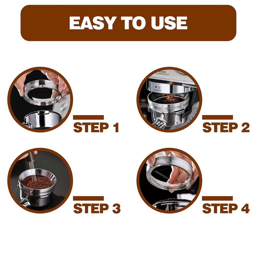 Magnetic Stainless Steel Espresso Dosing Funnel Compatible with 53mm Portafilter