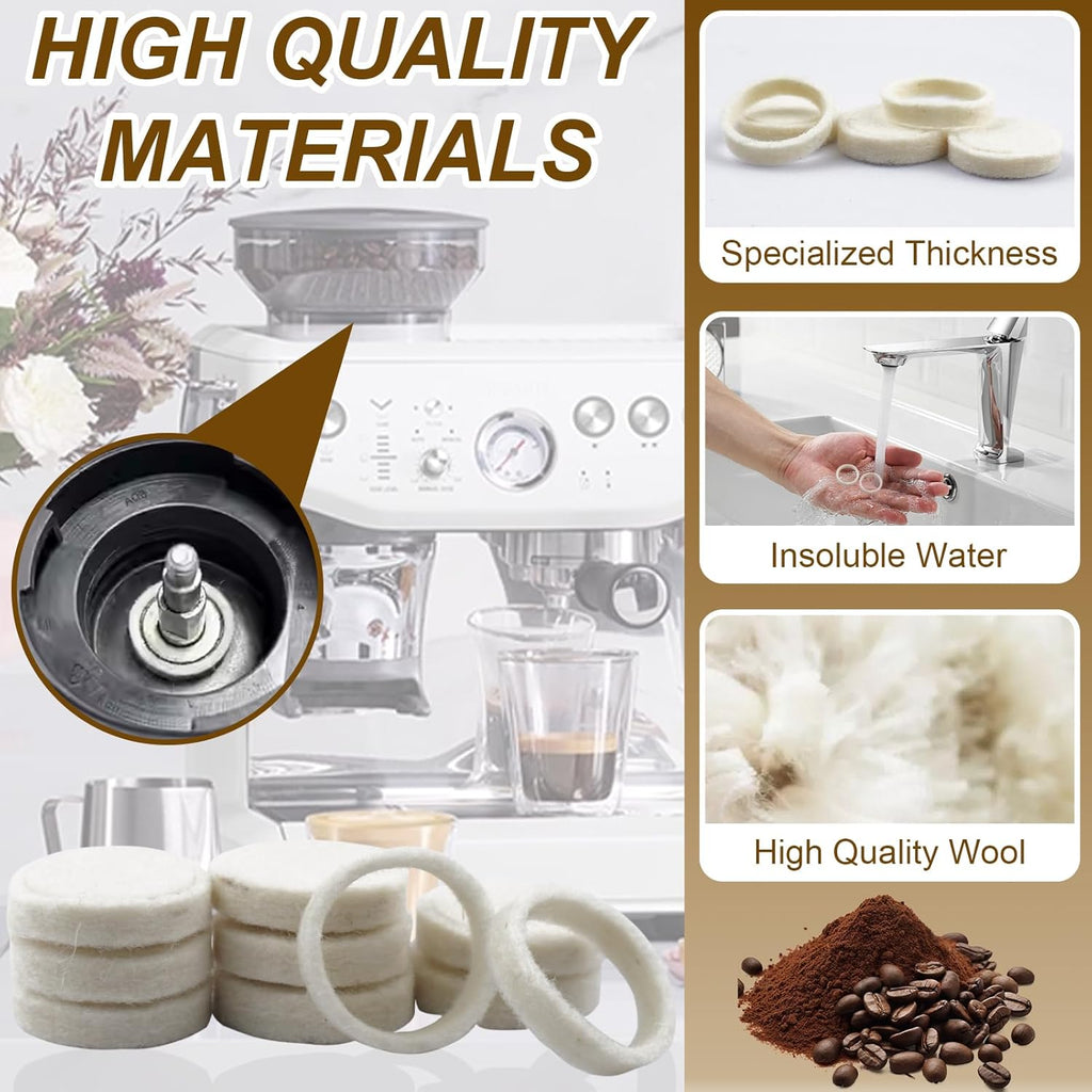 10Pcs Felt Washer Replacement for Breville Espresso Machine Grinders, Compatible with BES870, BES878, BES880, BES980, BES990, BCG600, BCG820, Breville Espresso Machine Parts