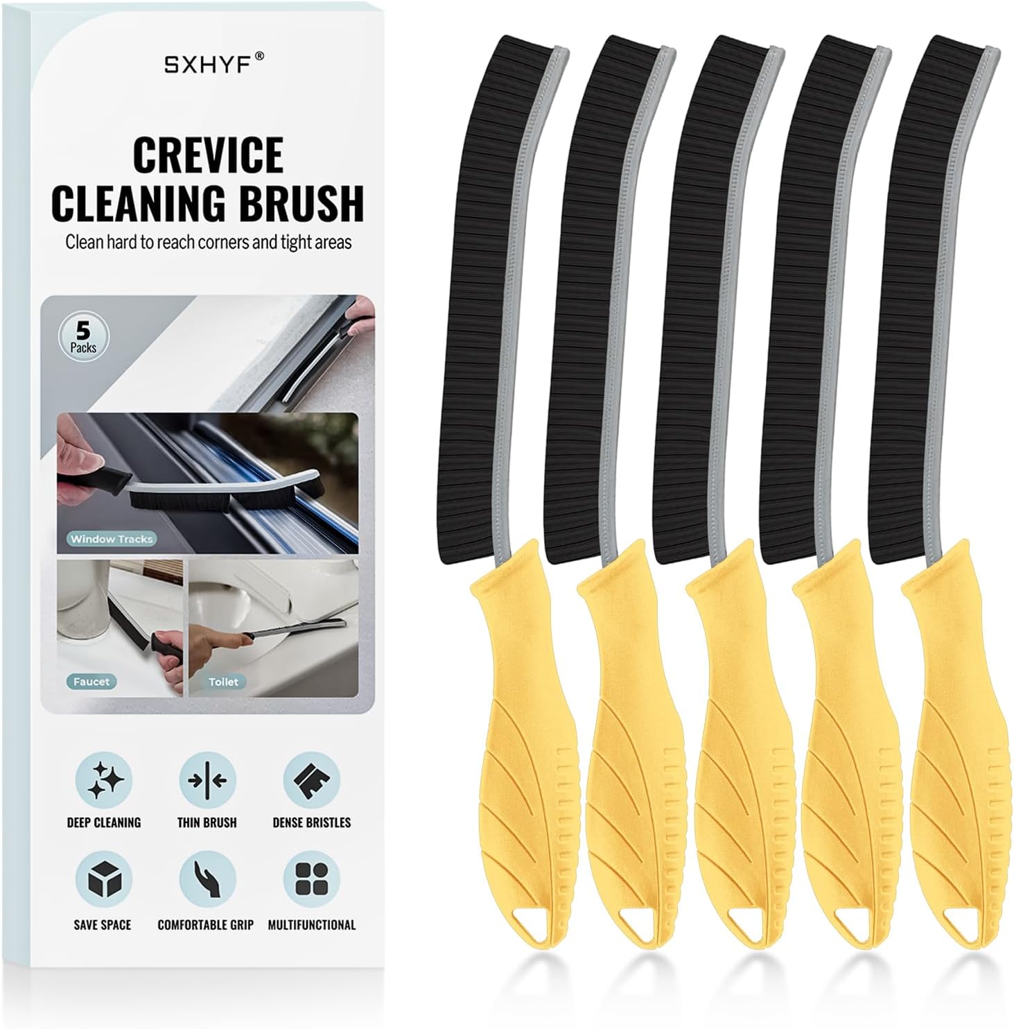 SXhyf Crevice Cleaning Brush - Grout Scrub Brush, House Cleaning Supplies, Gap Cleaning Tools, Home Essentials, Gifts for Women Men, Hard Bristle Crevice Cleaner Brush for Household Use, Bathroom