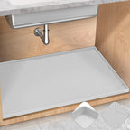 TRZZ Silicone Waterproof Under Sink Mat 31" x 22", Drip Tray and Cabinet Liner for Kitchen and Bathroom, Prevents Water Damage and Organizes Cabinets (Light Grey)