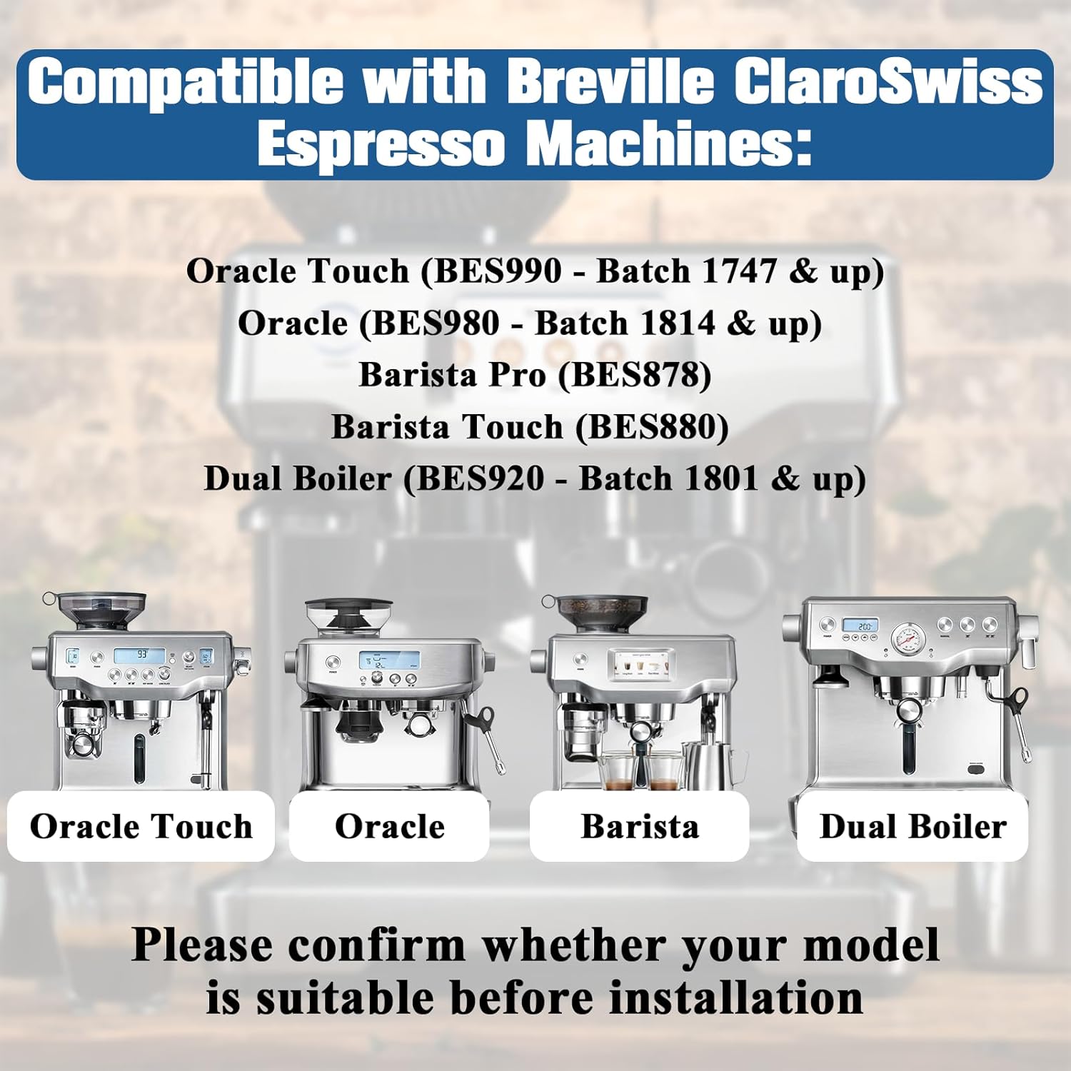 4 Pack Replacement Water Filter for Breville Espresso Machine Barista Touch Bes880, Barista Pro BES878, Oracle Touch BES990, Oracle BES980, Dual Boiler BES920 Bambino ClaroSwiss Sage by Funmit