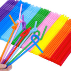 Tomnk 300pcs 10.3 Inches Disposable Flexible Bendy Drinking Straws Plastic Straws
