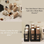 Cup Lid Dispenser and Dispenser Organizer Cup Display Stand,24 oz Plastic Coffee Cup Holder for Countertop,6Slots,Cup Display Stand on Restaurant,Bathroom,Kitchen,Coffee Shop